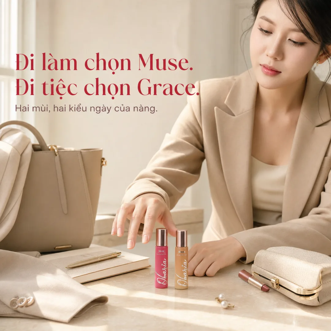 Muse nhẹ sạch mỗi ngày, Grace ấm và rõ hơn - hai mùi hương Obaria