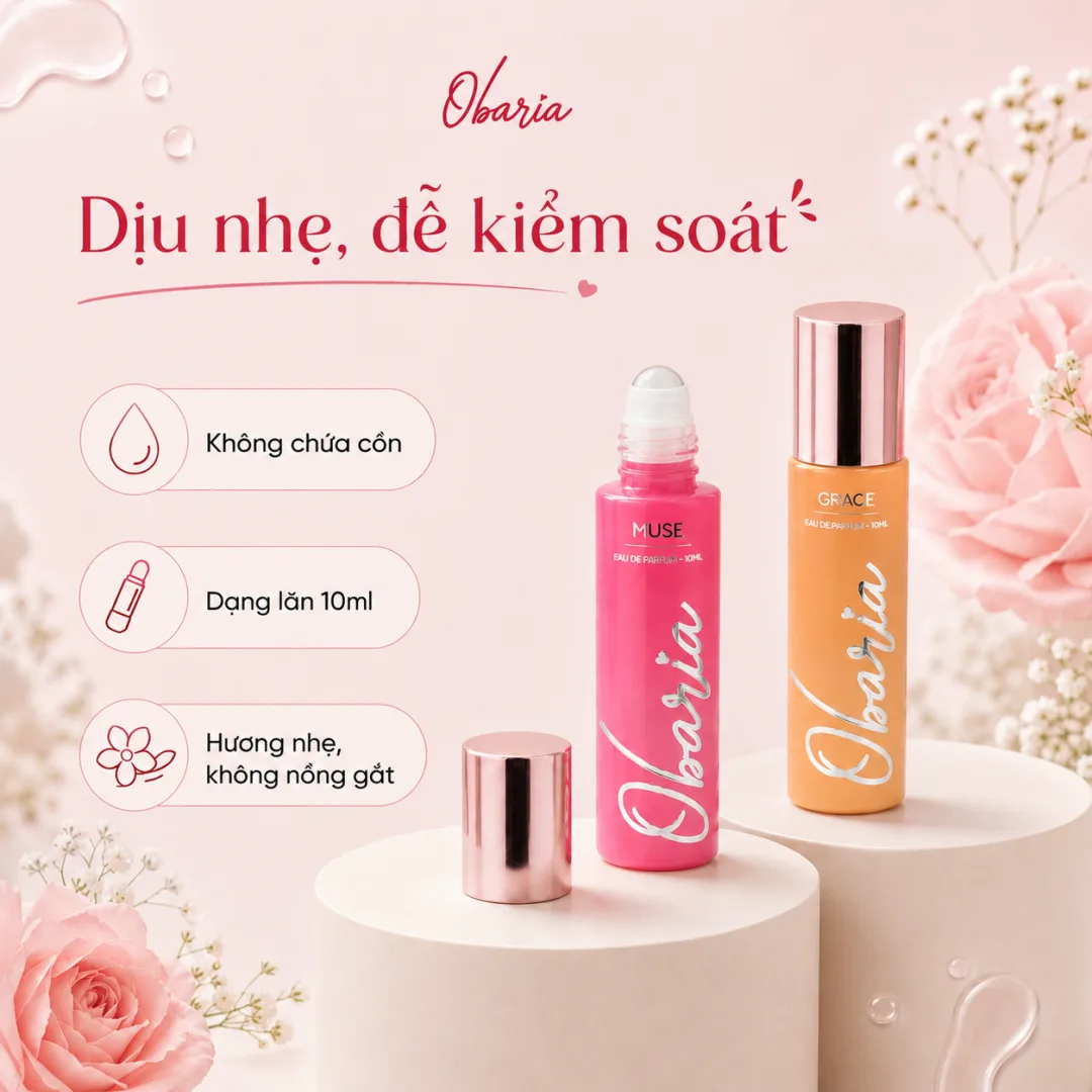 Lăn nhẹ lên cổ tay - Obaria dịu nhẹ, không cồn, không paraben